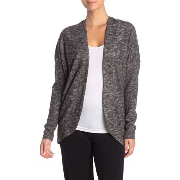 Z by Zella open front cardigan sweat shirt pockets marled black white grey gray - Picture 12 of 14